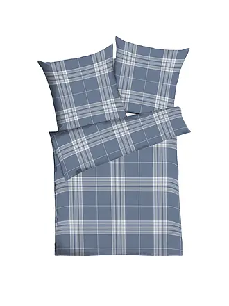 KAEPPEL | Flanell Bettwäsche 70x90cm/140x200cm PURE Silber | dunkelblau